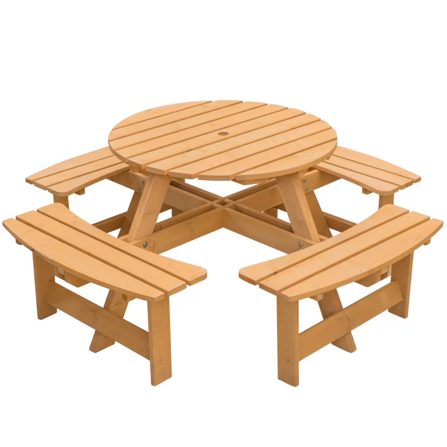 Wooden Outdoor Patio Round Picnic Table